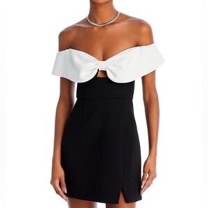 SELF PORTRAIT BOW BUSTIER OFF SHOULDER DRESS